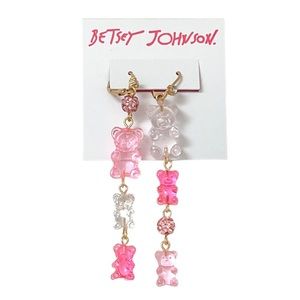 Betsey Johnson, NWT, gummy bear, pink, dangle, earrings, novelty, fun candy cute